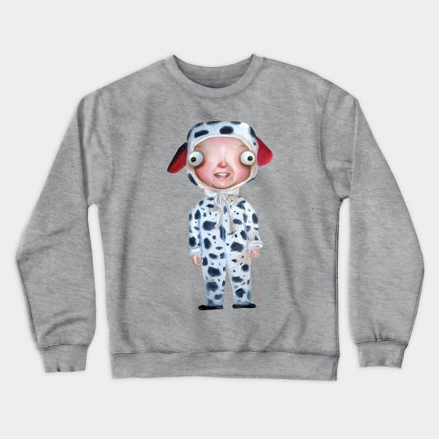 the one in the cow suit Crewneck Sweatshirt by ZiloDrawings